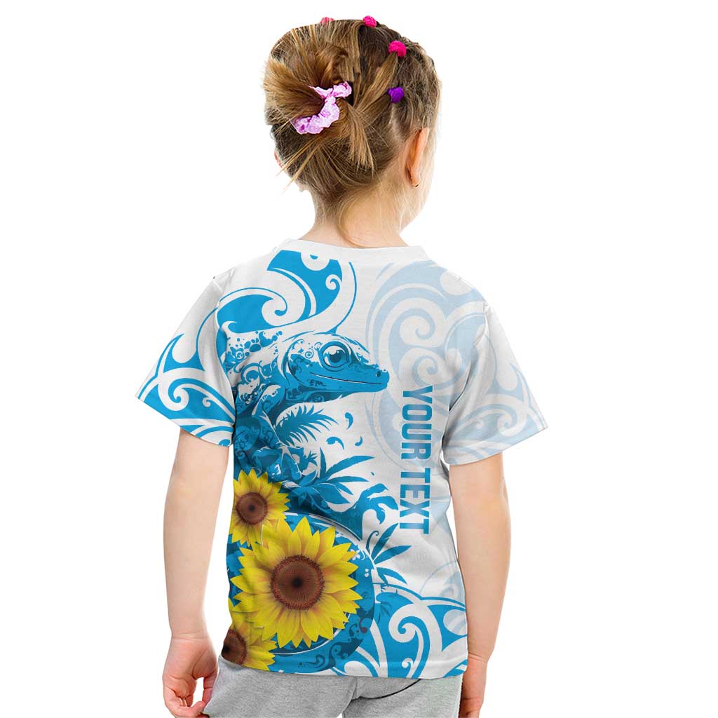 New Zealand Autism Awareness Month Kid T Shirt Takiwatanga Maori Lizard With Sunflower