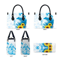 New Zealand Autism Awareness Month Leather Bag Takiwatanga Maori Lizard With Sunflower - Polynesian Pride