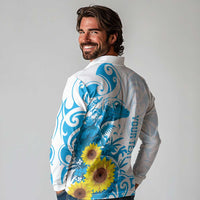 New Zealand Autism Awareness Month Long Sleeve Polo Shirt Takiwatanga Maori Lizard With Sunflower