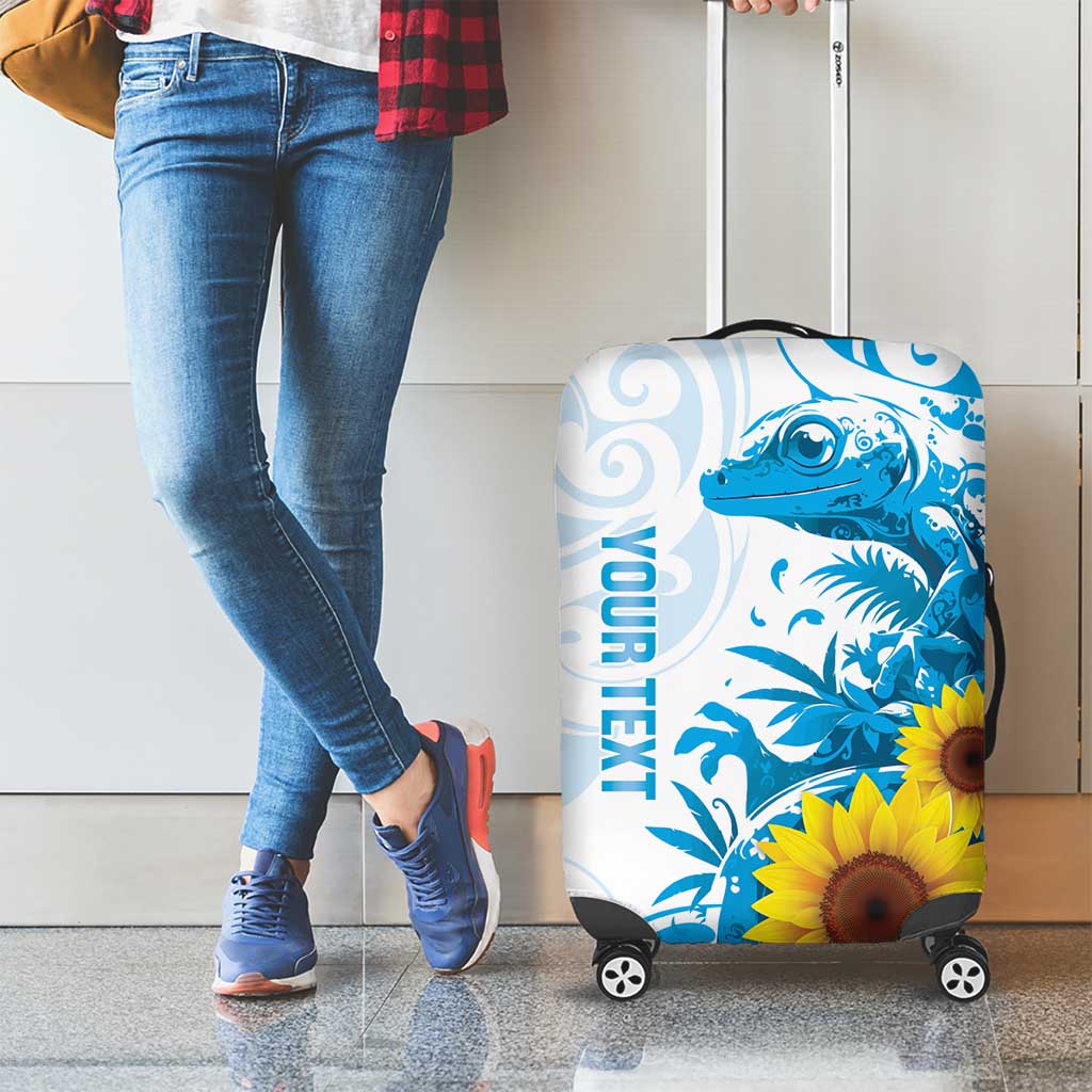 New Zealand Autism Awareness Month Luggage Cover Takiwatanga Maori Lizard With Sunflower