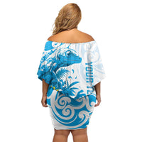 New Zealand Autism Awareness Month Off Shoulder Short Dress Takiwatanga Maori Lizard With Sunflower