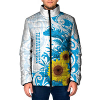 New Zealand Autism Awareness Month Padded Jacket Takiwatanga Maori Lizard With Sunflower - Polynesian Pride