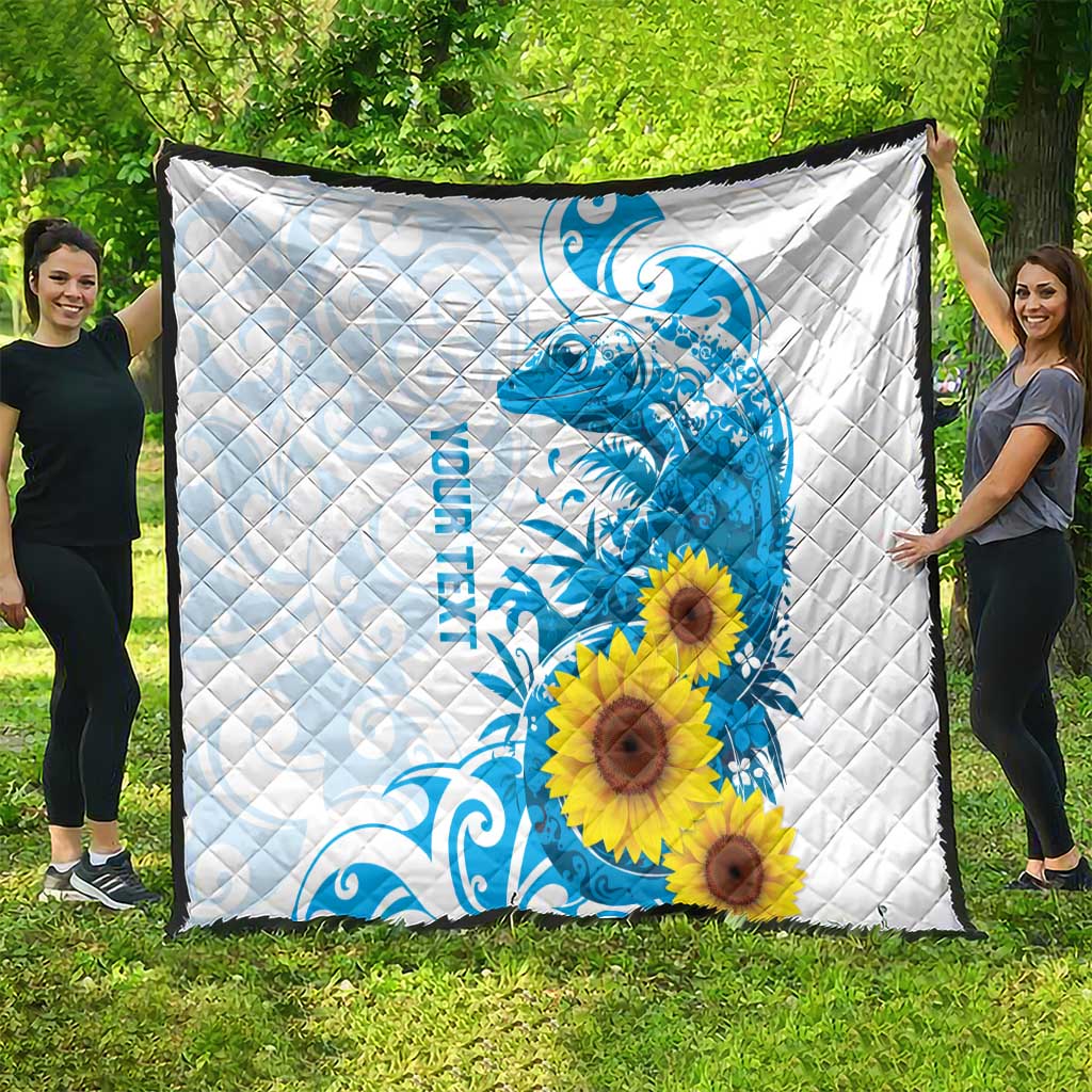 New Zealand Autism Awareness Month Quilt Takiwatanga Maori Lizard With Sunflower