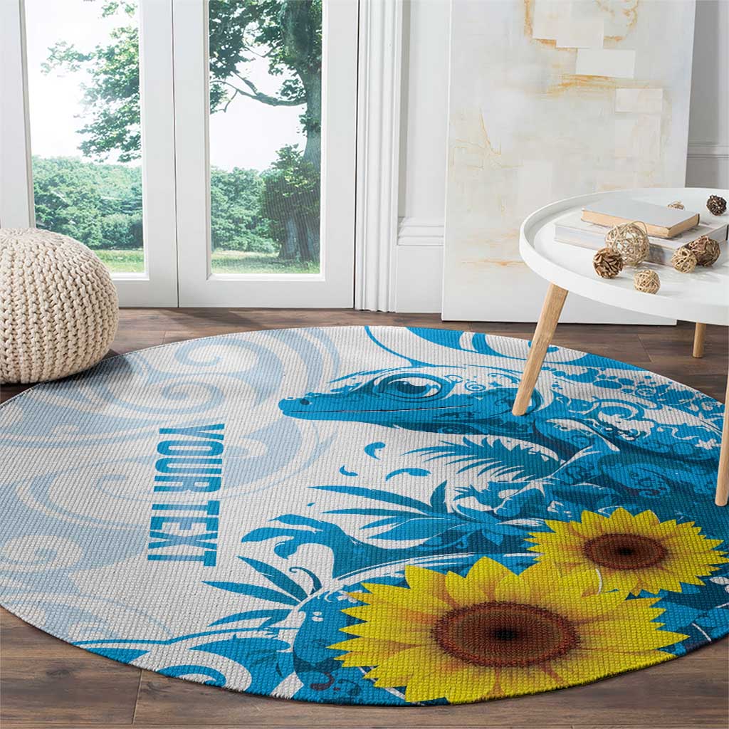 New Zealand Autism Awareness Month Round Carpet Takiwatanga Maori Lizard With Sunflower