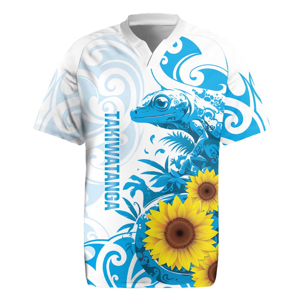 New Zealand Autism Awareness Month Rugby Jersey Takiwatanga Maori Lizard With Sunflower