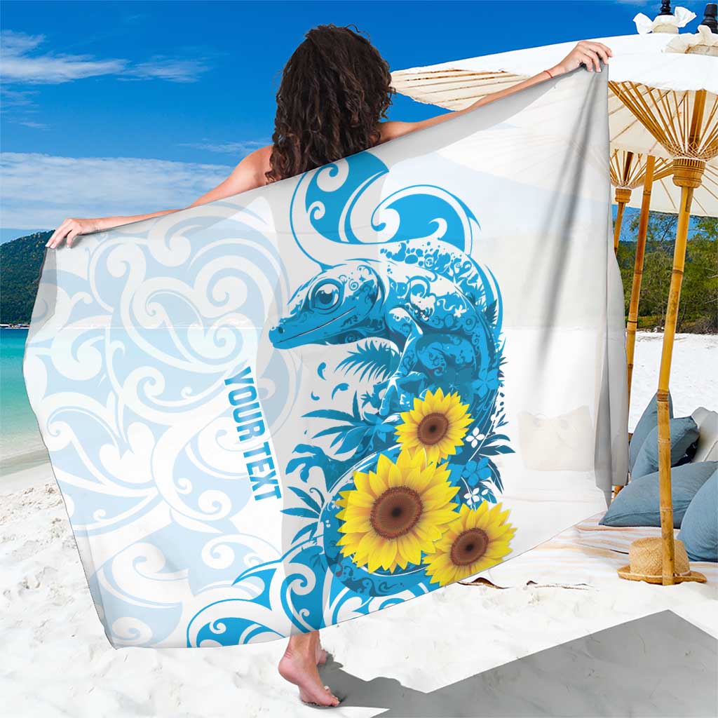 New Zealand Autism Awareness Month Sarong Takiwatanga Maori Lizard With Sunflower