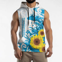 New Zealand Autism Awareness Month Sleeveless Hoodie Takiwatanga Maori Lizard With Sunflower - Polynesian Pride
