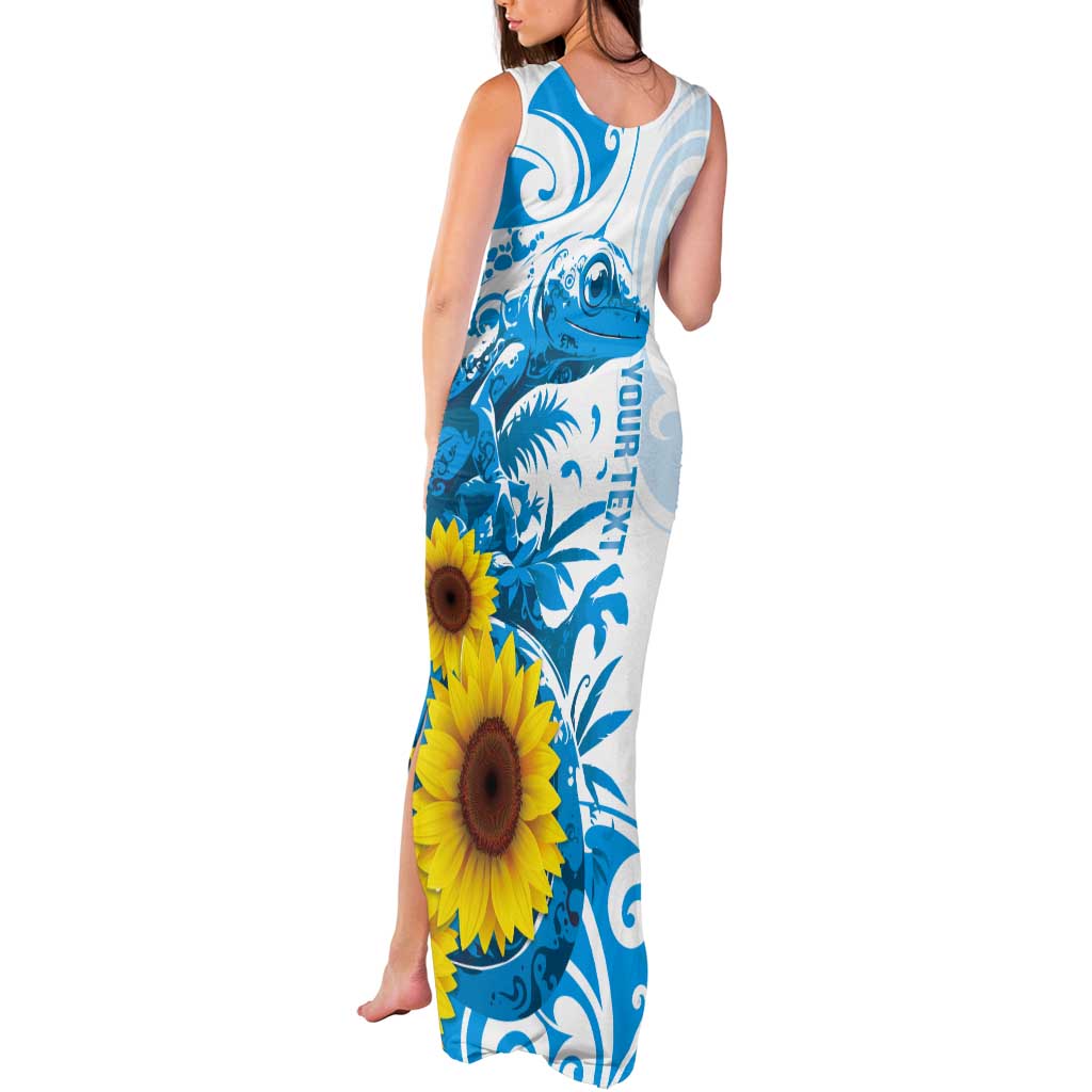 New Zealand Autism Awareness Month Tank Maxi Dress Takiwatanga Maori Lizard With Sunflower