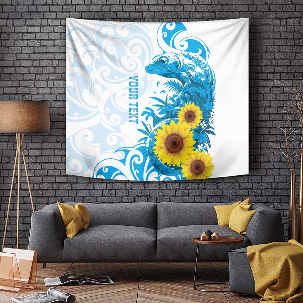 New Zealand Autism Awareness Month Tapestry Takiwatanga Maori Lizard With Sunflower