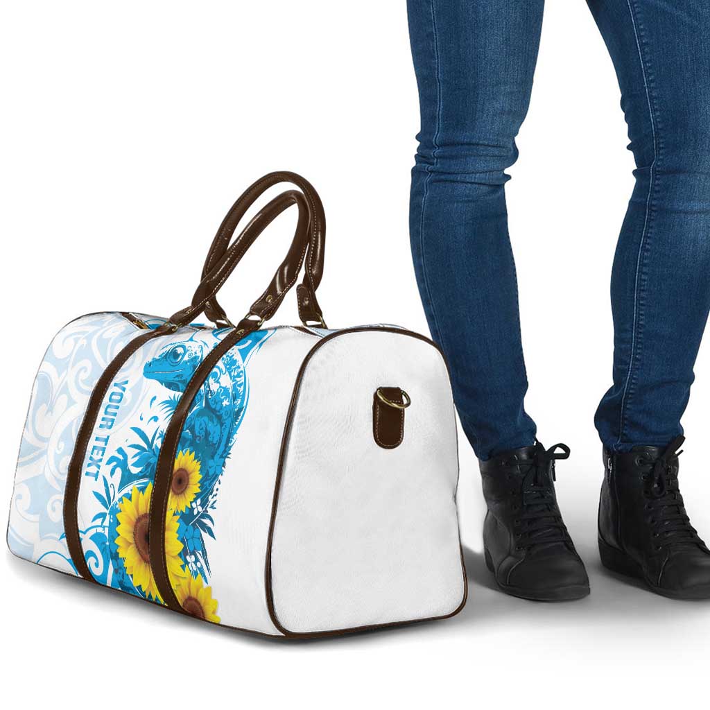 New Zealand Autism Awareness Month Travel Bag Takiwatanga Maori Lizard With Sunflower - Polynesian Pride