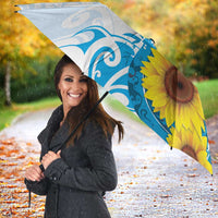 New Zealand Autism Awareness Month Umbrella Takiwatanga Maori Lizard With Sunflower - Polynesian Pride