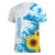 New Zealand Autism Awareness Month Women V-Neck T-Shirt Takiwatanga Maori Lizard With Sunflower