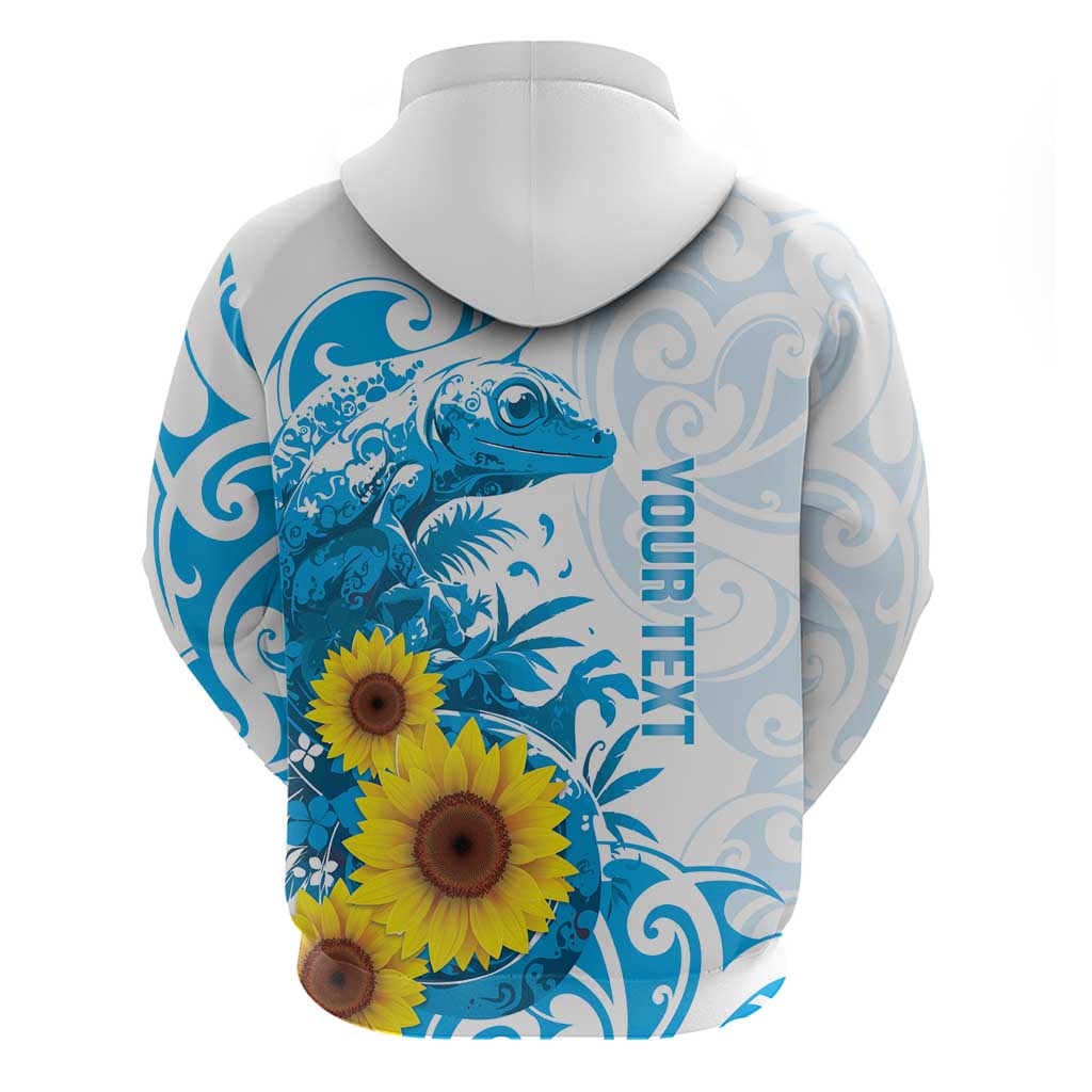 New Zealand Autism Awareness Month Zip Hoodie Takiwatanga Maori Lizard With Sunflower