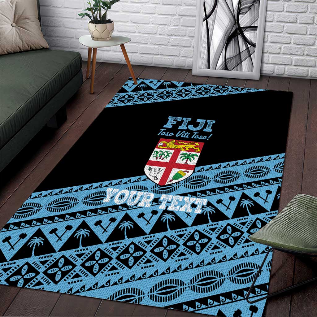 Fiji Rugby 2025 Custom Area Rug Fijian Tapa Toso Viti Toso - Black