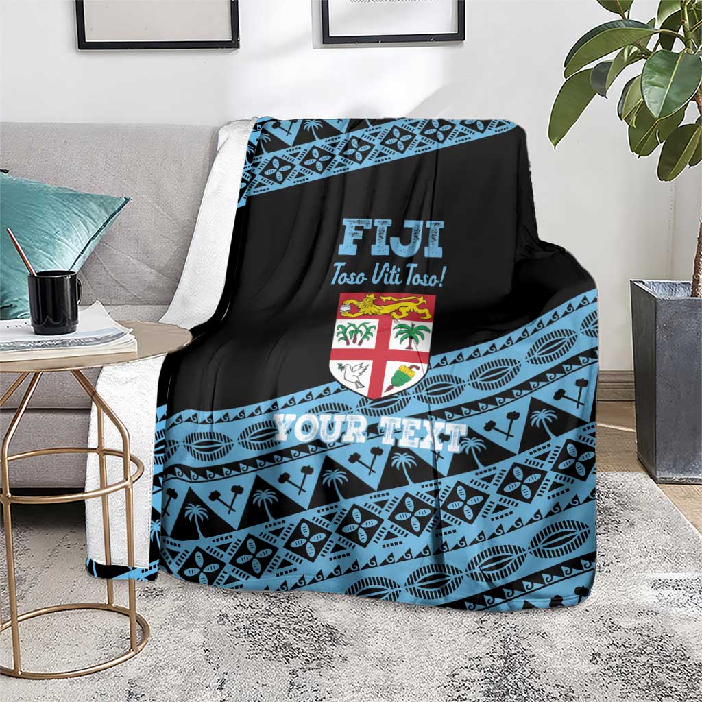 Fiji Rugby 2025 Custom Blanket Fijian Tapa Toso Viti Toso - Black
