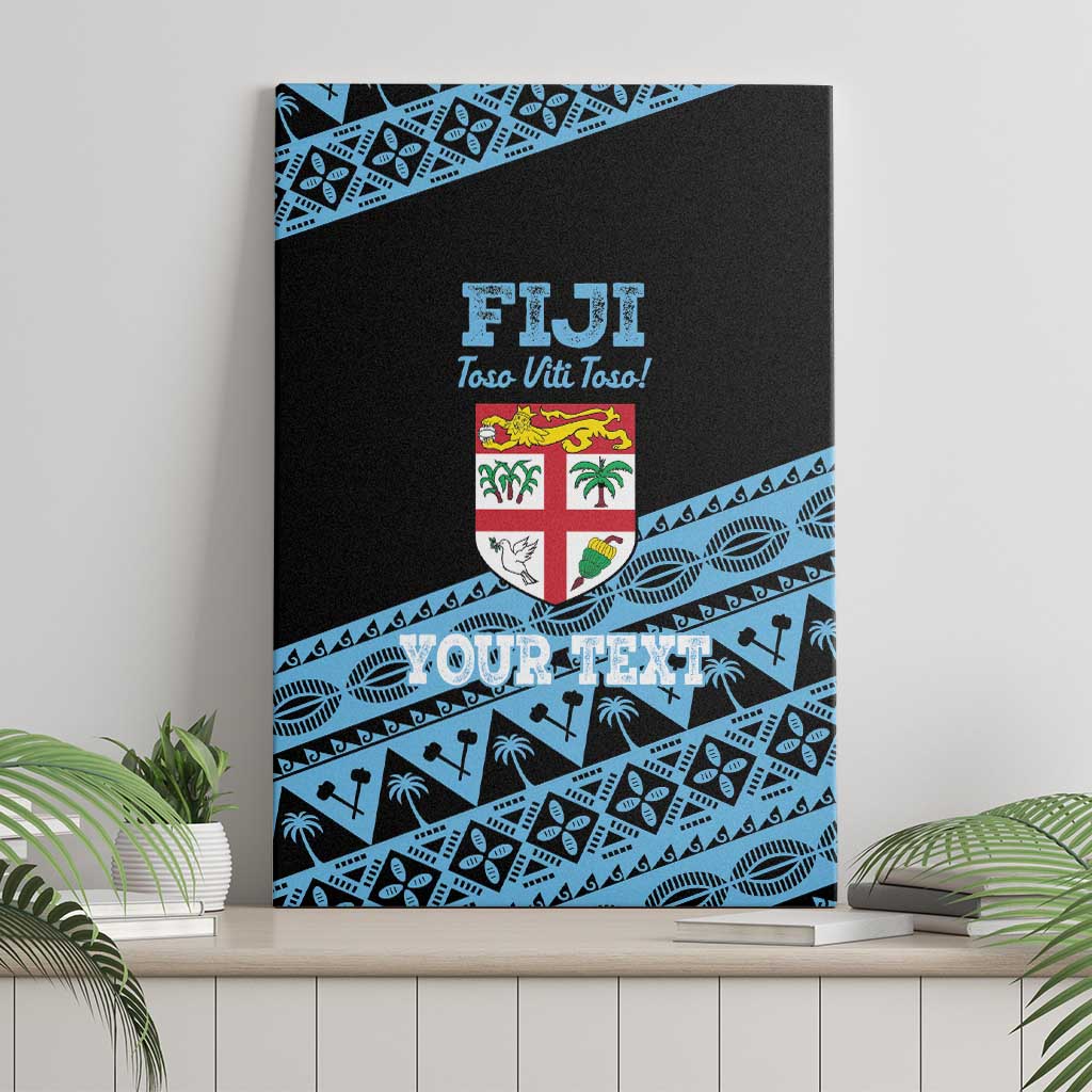 Fiji Rugby 2025 Custom Canvas Wall Art Fijian Tapa Toso Viti Toso - Black
