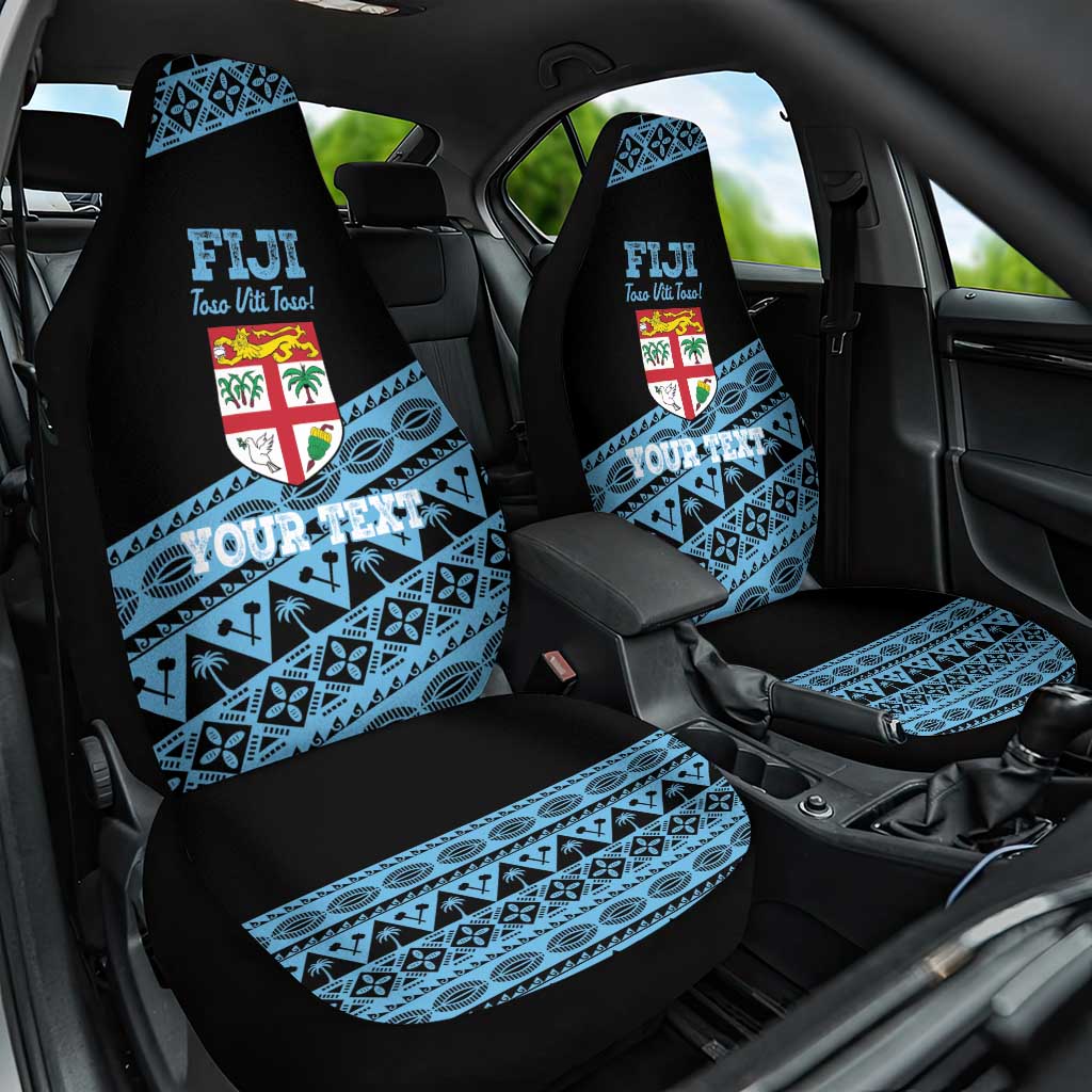 Fiji Rugby 2025 Custom Car Seat Cover Fijian Tapa Toso Viti Toso - Black