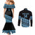 Fiji Rugby 2025 Custom Couples Matching Mermaid Dress and Long Sleeve Button Shirt Fijian Tapa Toso Viti Toso - Black