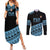 Fiji Rugby 2025 Custom Couples Matching Summer Maxi Dress and Long Sleeve Button Shirt Fijian Tapa Toso Viti Toso - Black