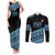 Fiji Rugby 2025 Custom Couples Matching Tank Maxi Dress and Long Sleeve Button Shirt Fijian Tapa Toso Viti Toso - Black