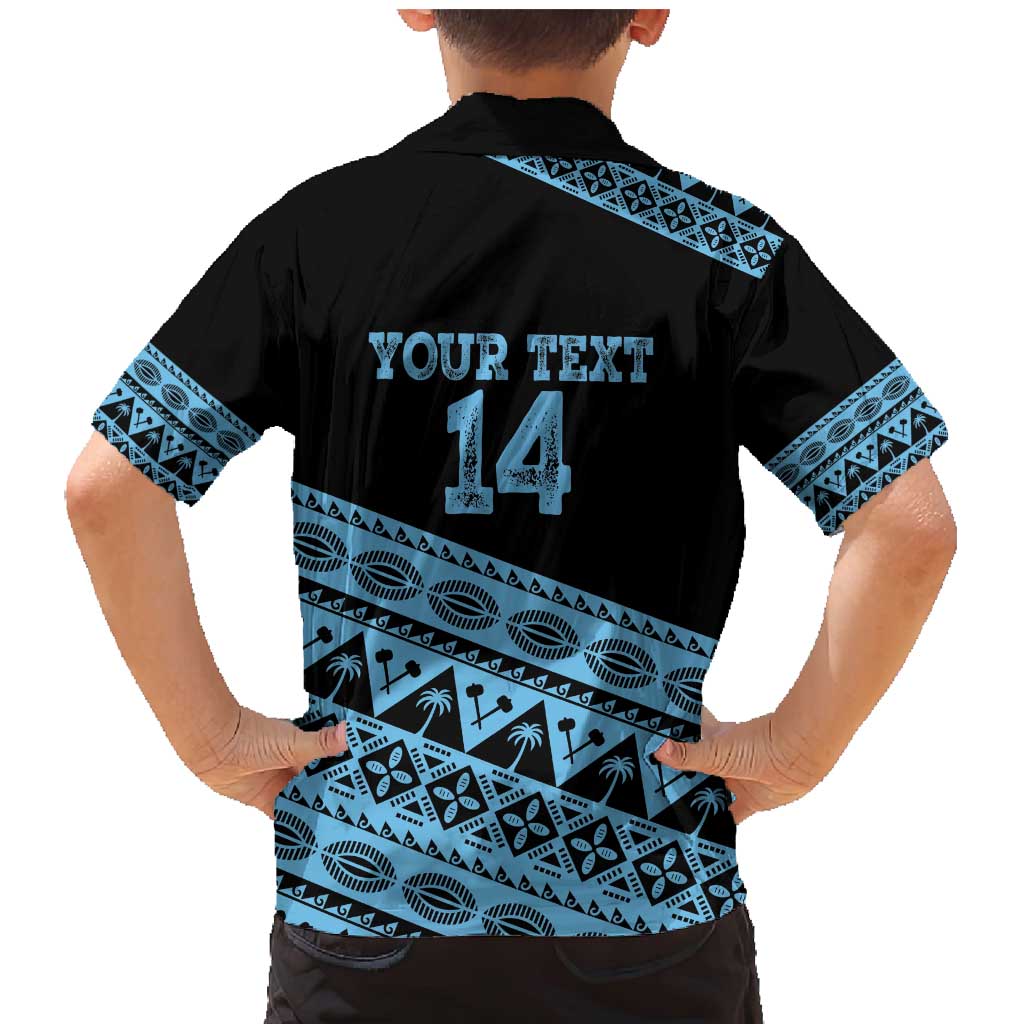 Fiji Rugby 2025 Custom Family Matching Mermaid Dress and Hawaiian Shirt Fijian Tapa Toso Viti Toso - Black