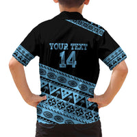 Fiji Rugby 2025 Custom Family Matching Off Shoulder Maxi Dress and Hawaiian Shirt Fijian Tapa Toso Viti Toso - Black