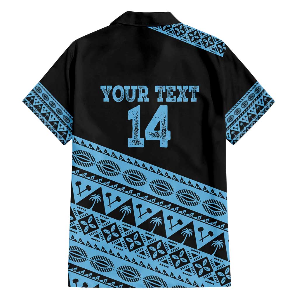 Fiji Rugby 2025 Custom Family Matching Off Shoulder Short Dress and Hawaiian Shirt Fijian Tapa Toso Viti Toso - Black