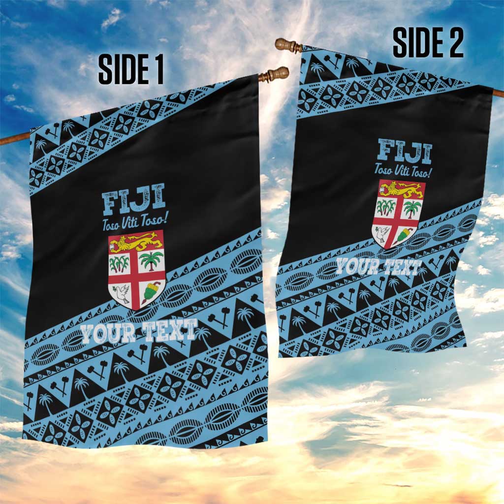 Fiji Rugby 2025 Custom Garden Flag Fijian Tapa Toso Viti Toso - Black