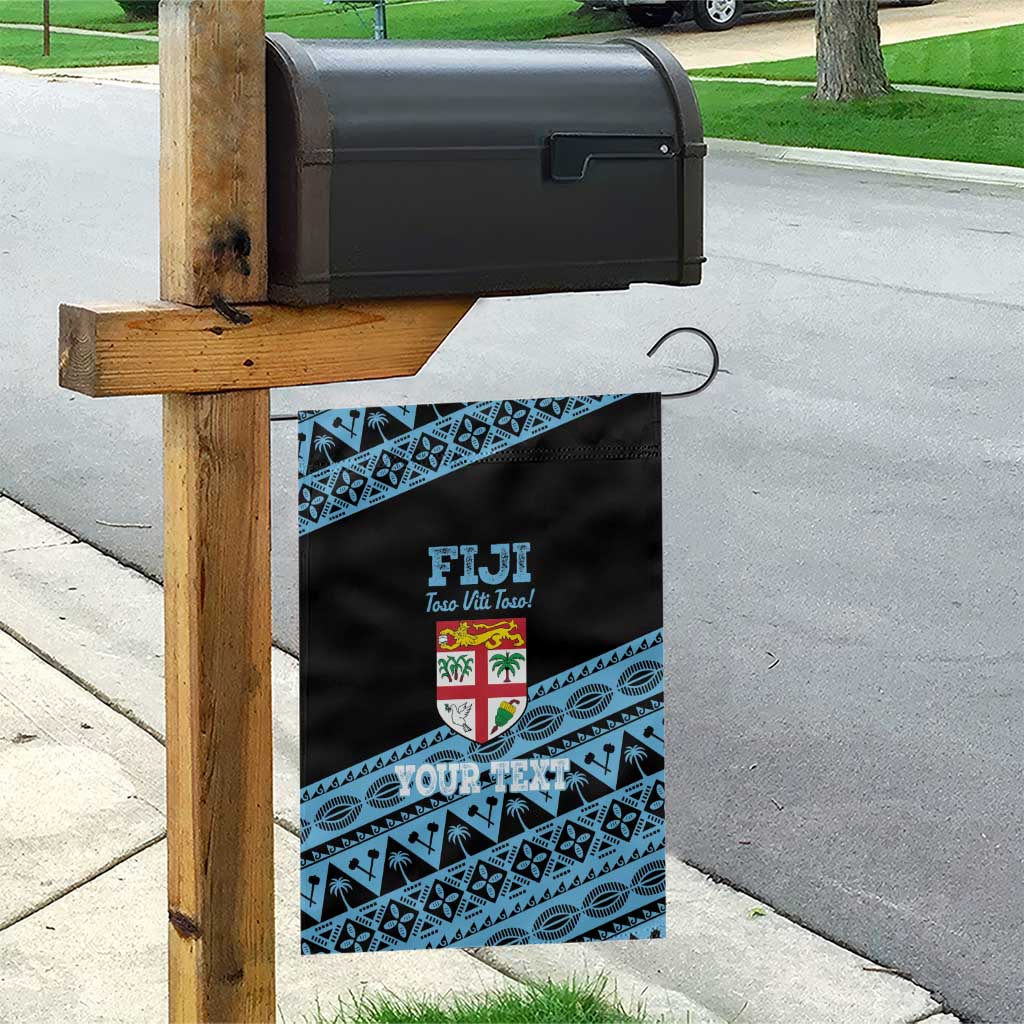Fiji Rugby 2025 Custom Garden Flag Fijian Tapa Toso Viti Toso - Black