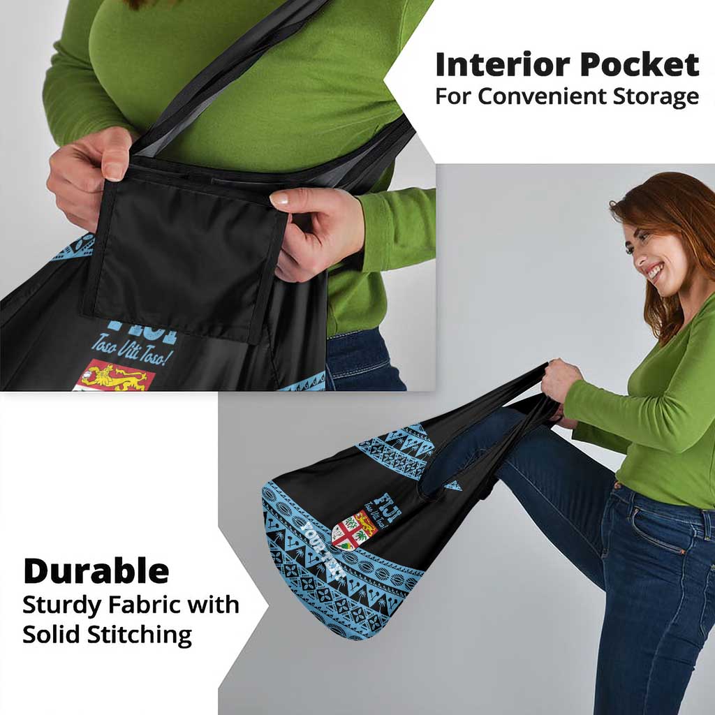 Fiji Rugby 2025 Custom Grocery Bag Fijian Tapa Toso Viti Toso - Black