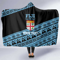 Fiji Rugby 2025 Custom Hooded Blanket Fijian Tapa Toso Viti Toso - Black