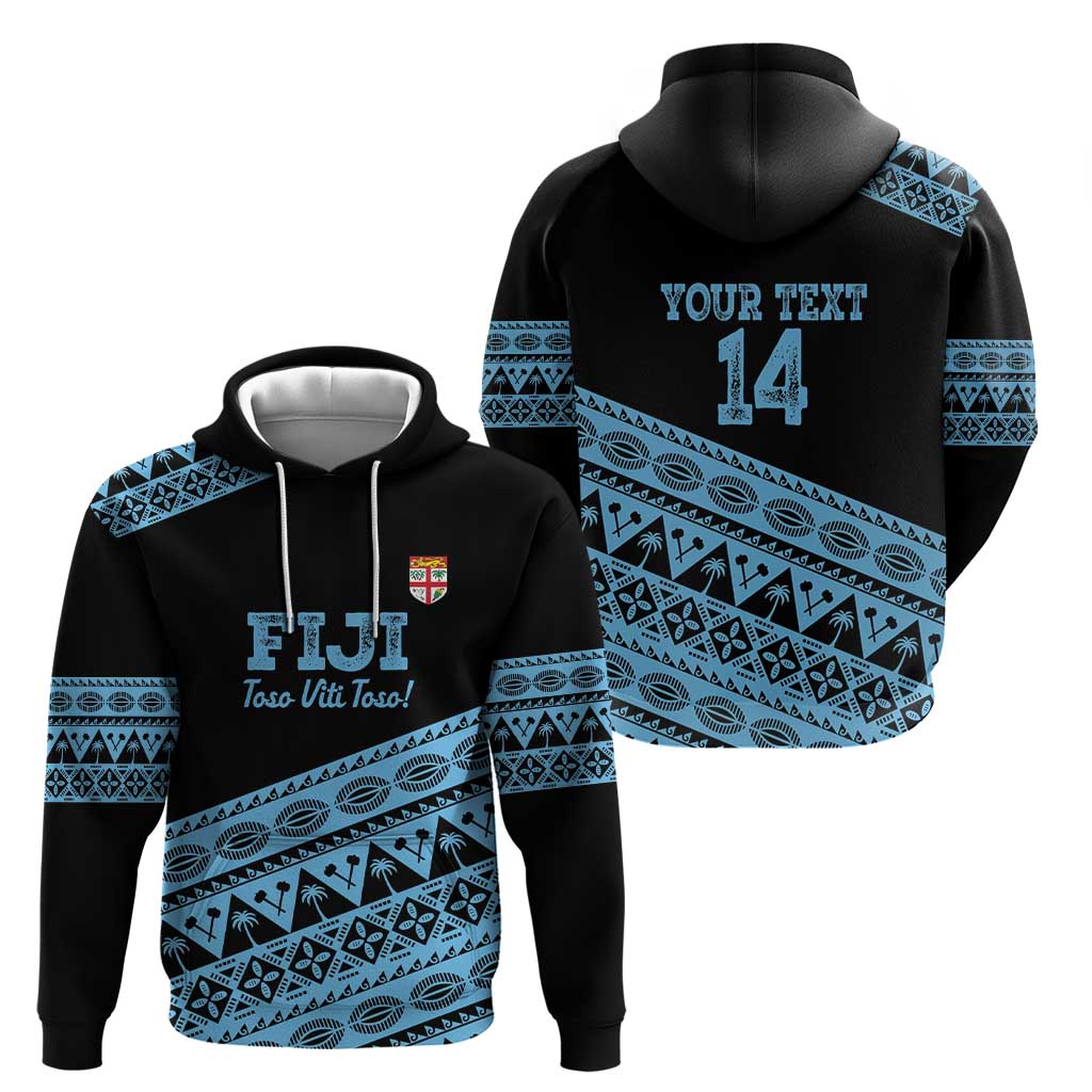 Fiji Rugby 2025 Custom Hoodie Fijian Tapa Toso Viti Toso - Black