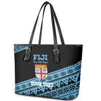 Fiji Rugby 2025 Custom Leather Tote Bag Fijian Tapa Toso Viti Toso - Black LT14 - Polynesian Pride