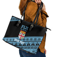 Fiji Rugby 2025 Custom Leather Tote Bag Fijian Tapa Toso Viti Toso - Black LT14 - Polynesian Pride