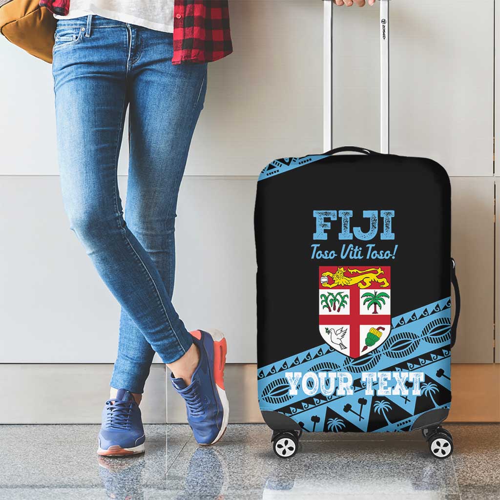 Fiji Rugby 2025 Custom Luggage Cover Fijian Tapa Toso Viti Toso - Black