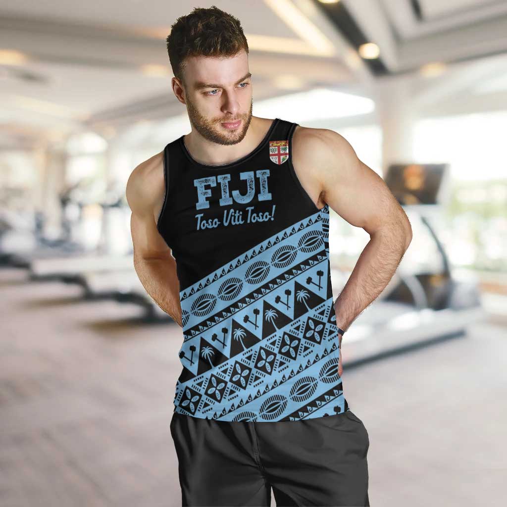 Fiji Rugby 2025 Custom Men Tank Top Fijian Tapa Toso Viti Toso - Black