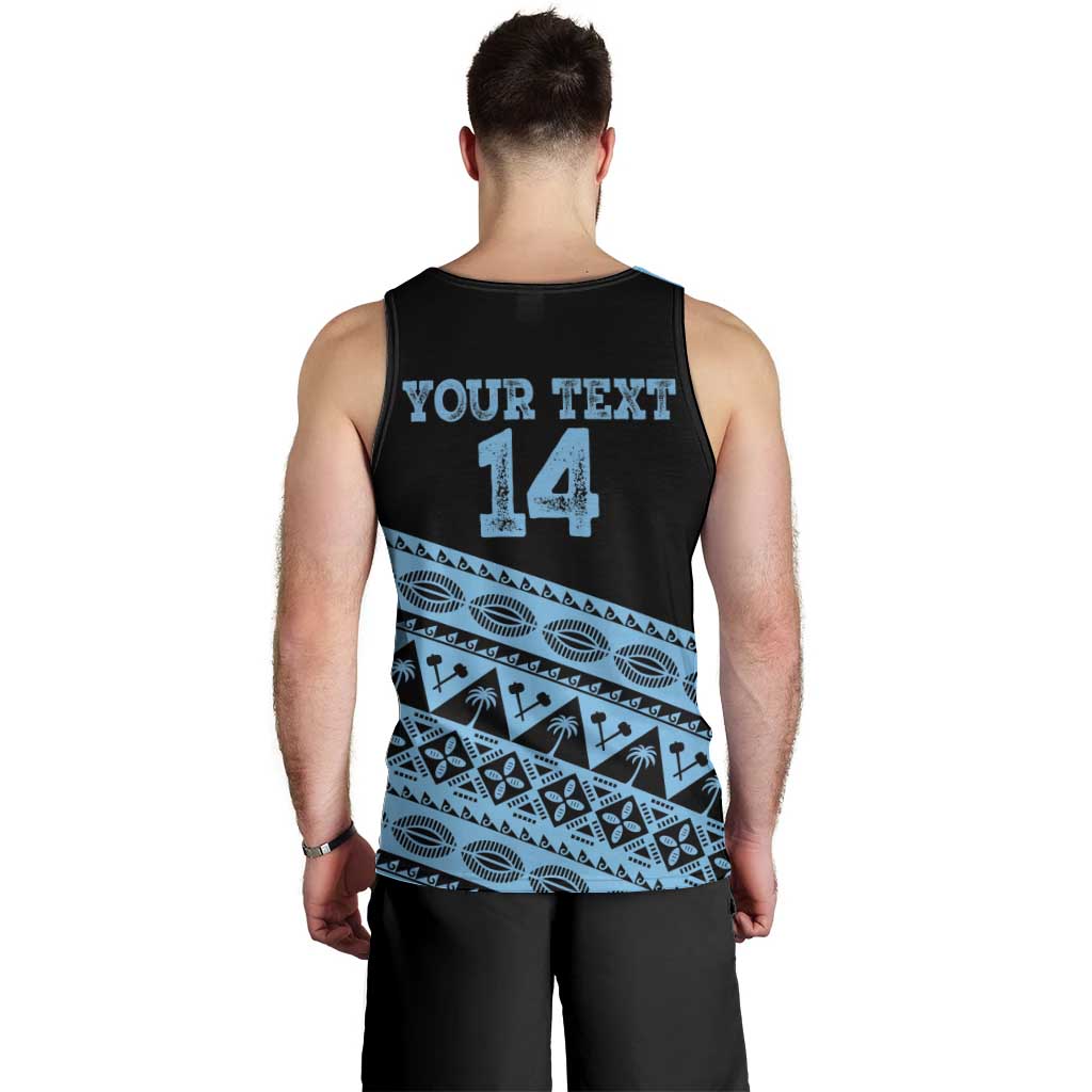 Fiji Rugby 2025 Custom Men Tank Top Fijian Tapa Toso Viti Toso - Black