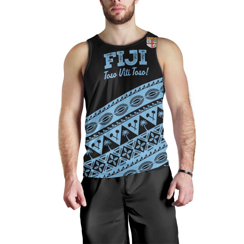 Fiji Rugby 2025 Custom Men Tank Top Fijian Tapa Toso Viti Toso - Black