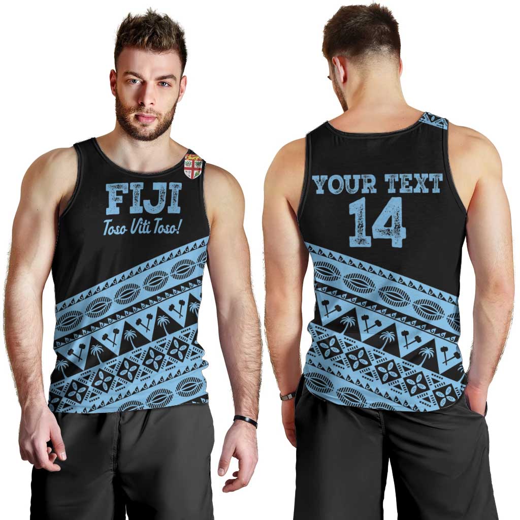 Fiji Rugby 2025 Custom Men Tank Top Fijian Tapa Toso Viti Toso - Black