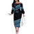 Fiji Rugby 2025 Custom Off The Shoulder Long Sleeve Dress Fijian Tapa Toso Viti Toso - Black