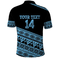 Fiji Rugby 2025 Custom Polo Shirt Fijian Tapa Toso Viti Toso - Black