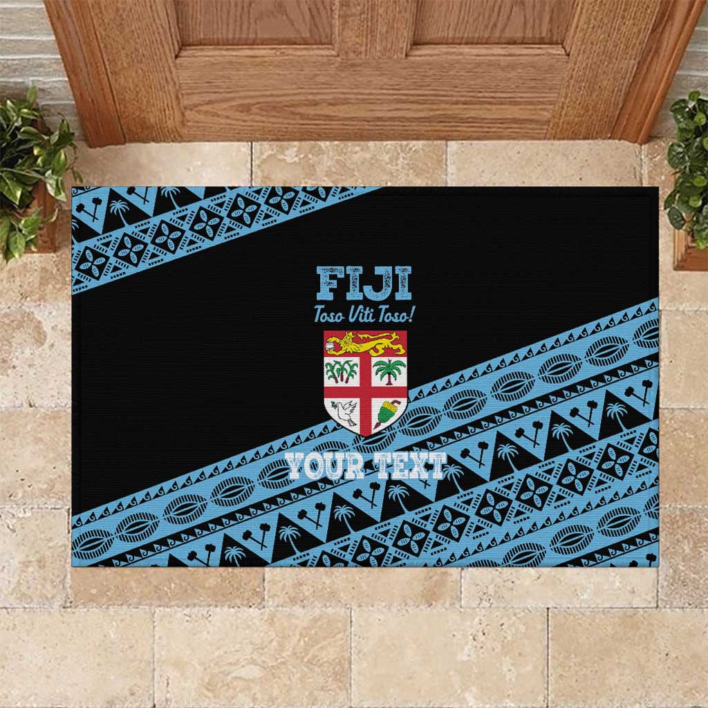 Fiji Rugby 2025 Custom Rubber Doormat Fijian Tapa Toso Viti Toso - Black