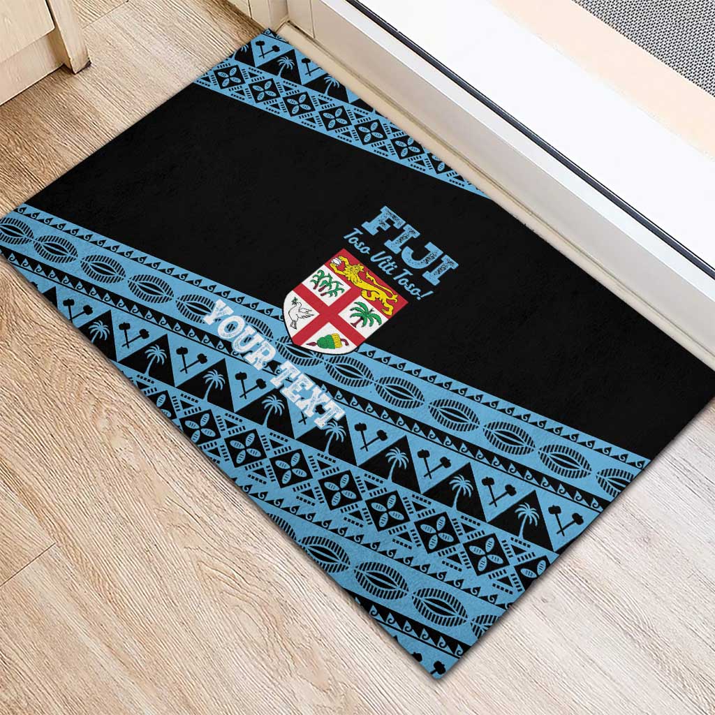 Fiji Rugby 2025 Custom Rubber Doormat Fijian Tapa Toso Viti Toso - Black