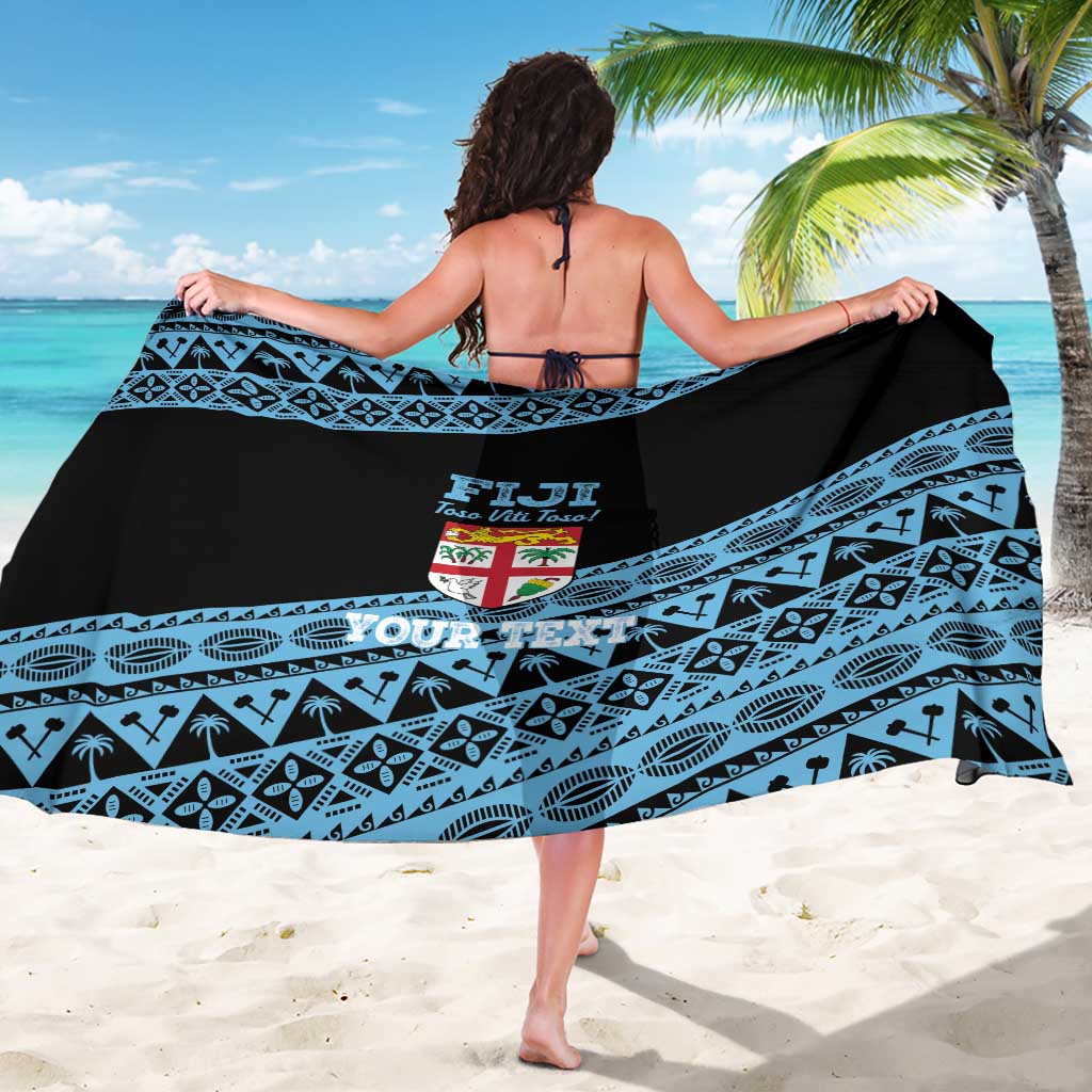 Fiji Rugby 2025 Custom Sarong Fijian Tapa Toso Viti Toso - Black