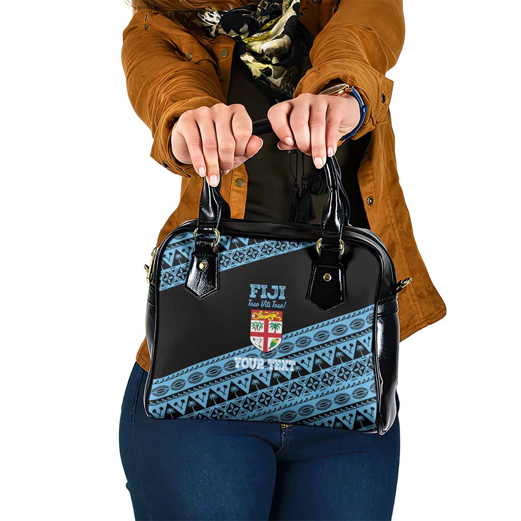 Fiji Rugby 2025 Custom Shoulder Handbag Fijian Tapa Toso Viti Toso - Black