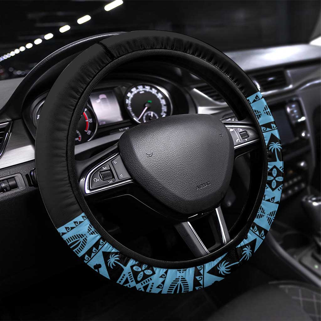 Fiji Rugby 2025 Steering Wheel Cover Fijian Tapa Toso Viti Toso - Black