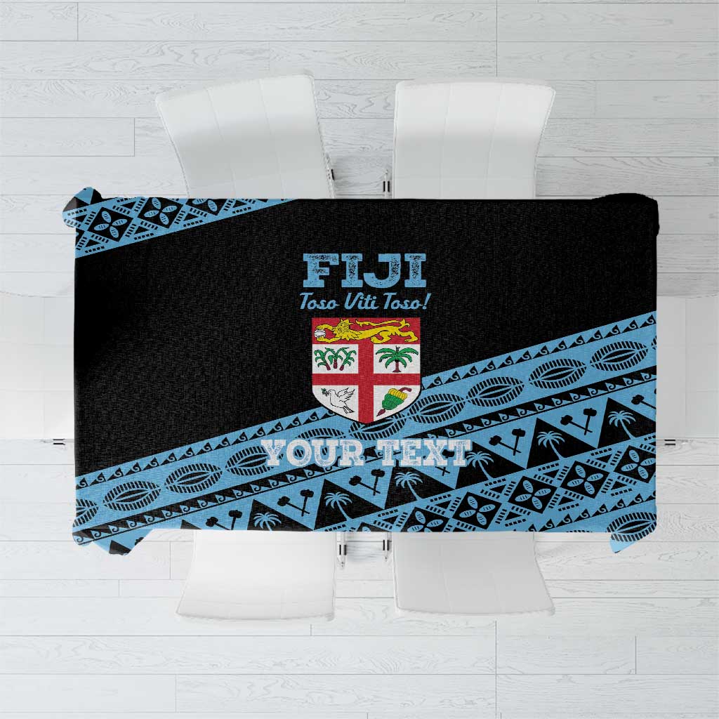 Fiji Rugby 2025 Custom Tablecloth Fijian Tapa Toso Viti Toso - Black