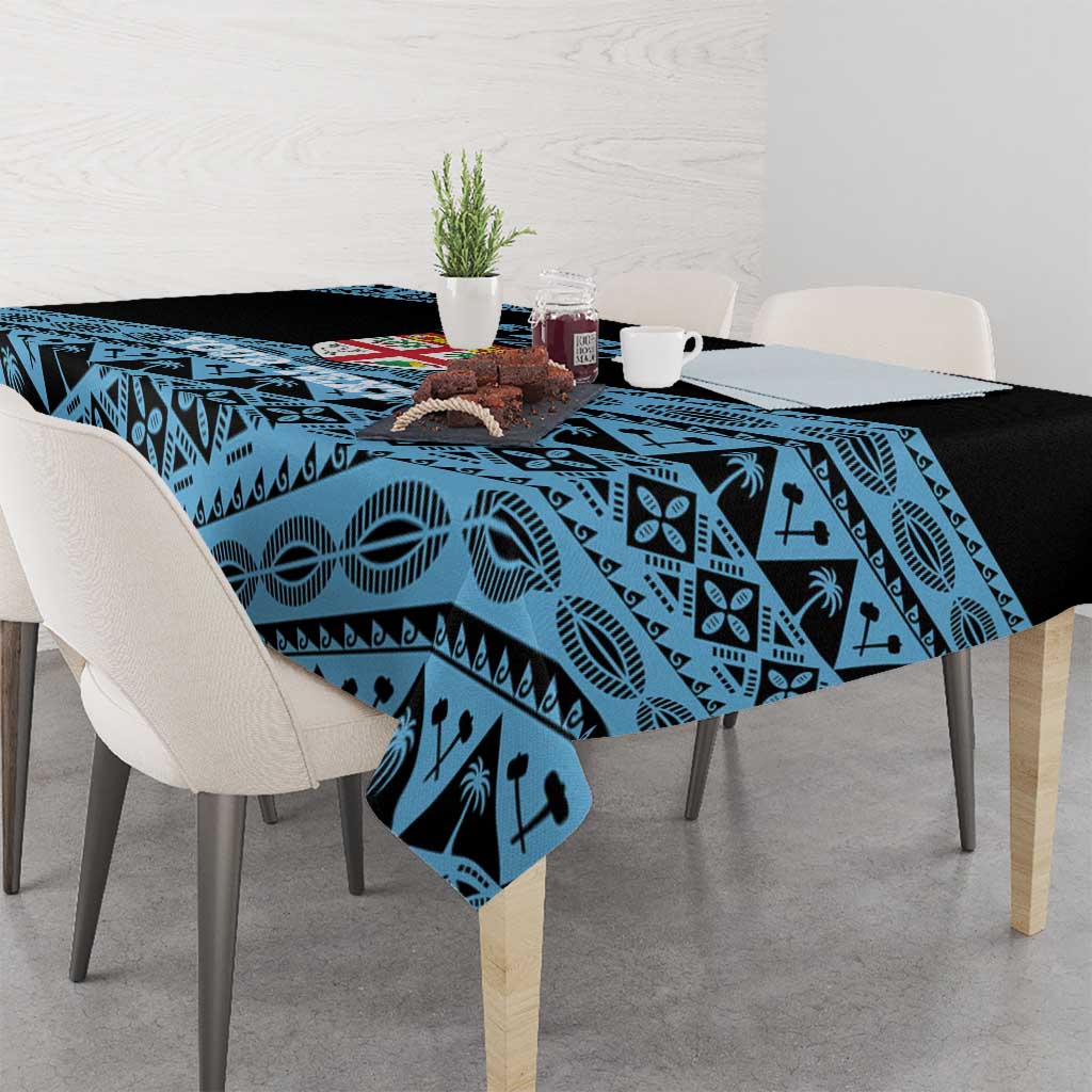 Fiji Rugby 2025 Custom Tablecloth Fijian Tapa Toso Viti Toso - Black