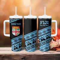Fiji Rugby 2025 Custom Tumbler With Handle Fijian Tapa Toso Viti Toso - Black