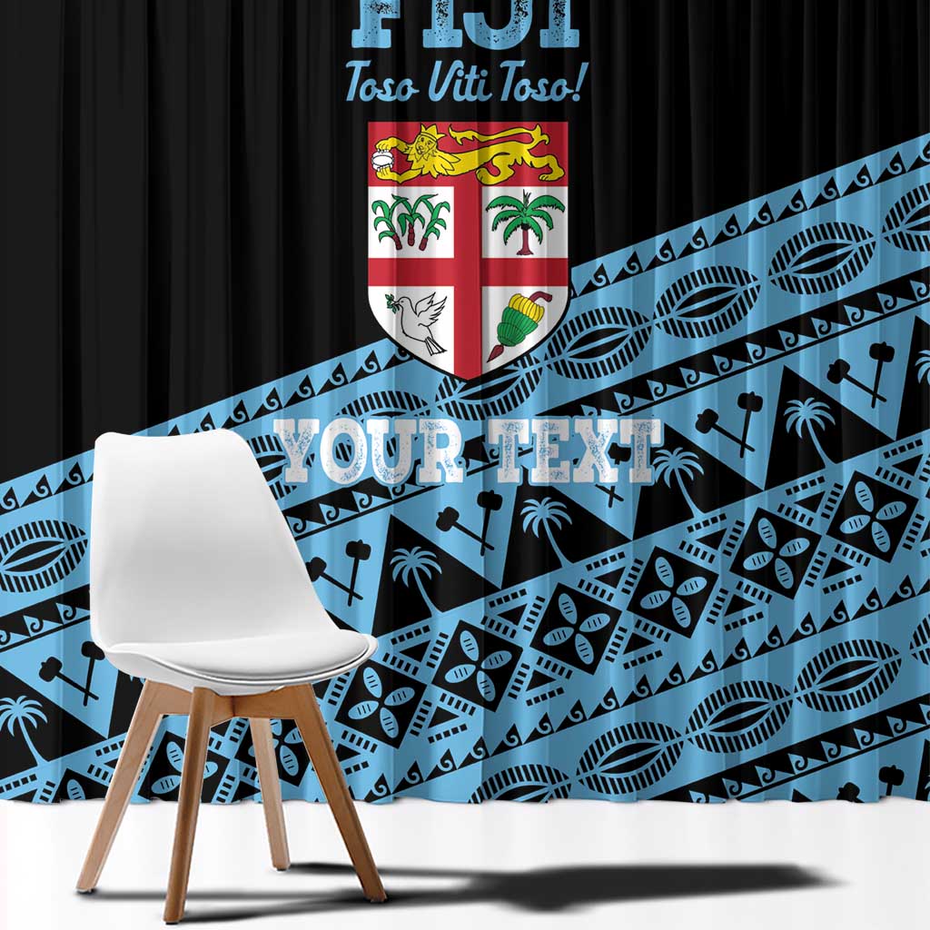 Fiji Rugby 2025 Custom Window Curtain Fijian Tapa Toso Viti Toso - Black